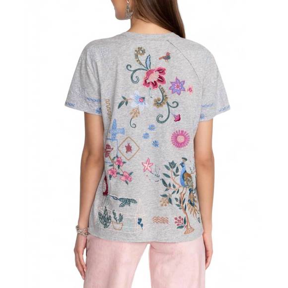 NEW JOHNNY WAS raw detail raglan tee - carmene in heather grey - Picture 2 of 2